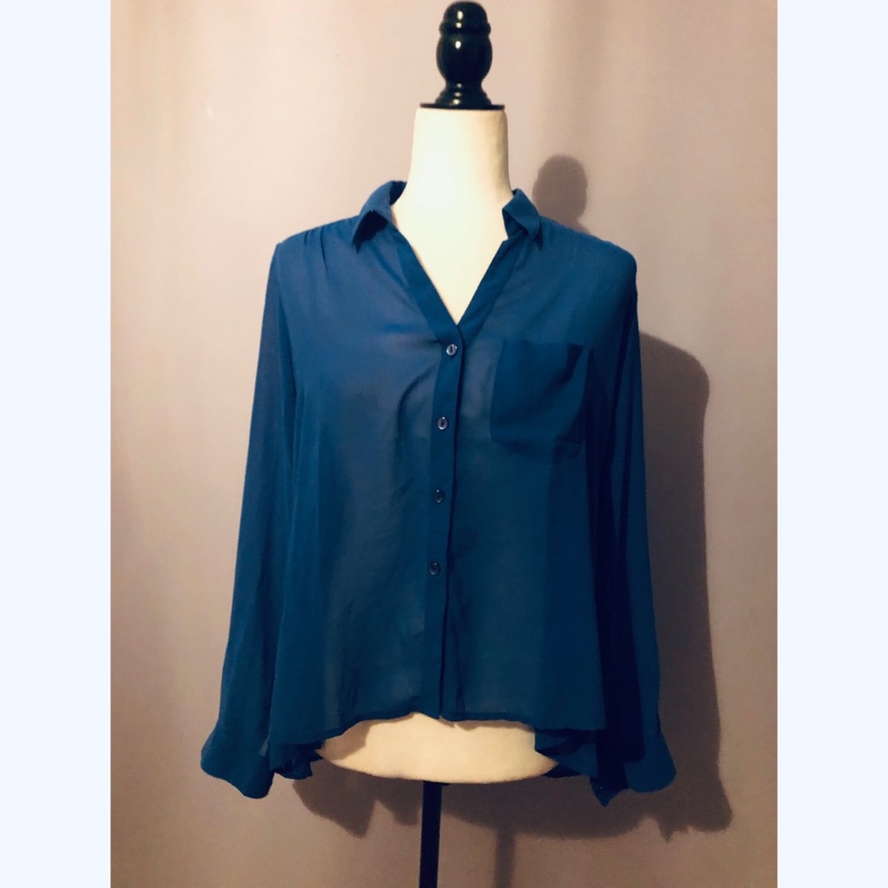 Urban Outfitters silence & noise sheer blue blouse - Picture 1 of 4